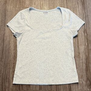 Old Navy Light Heather Gray Square Neck Short Sleeve Tee